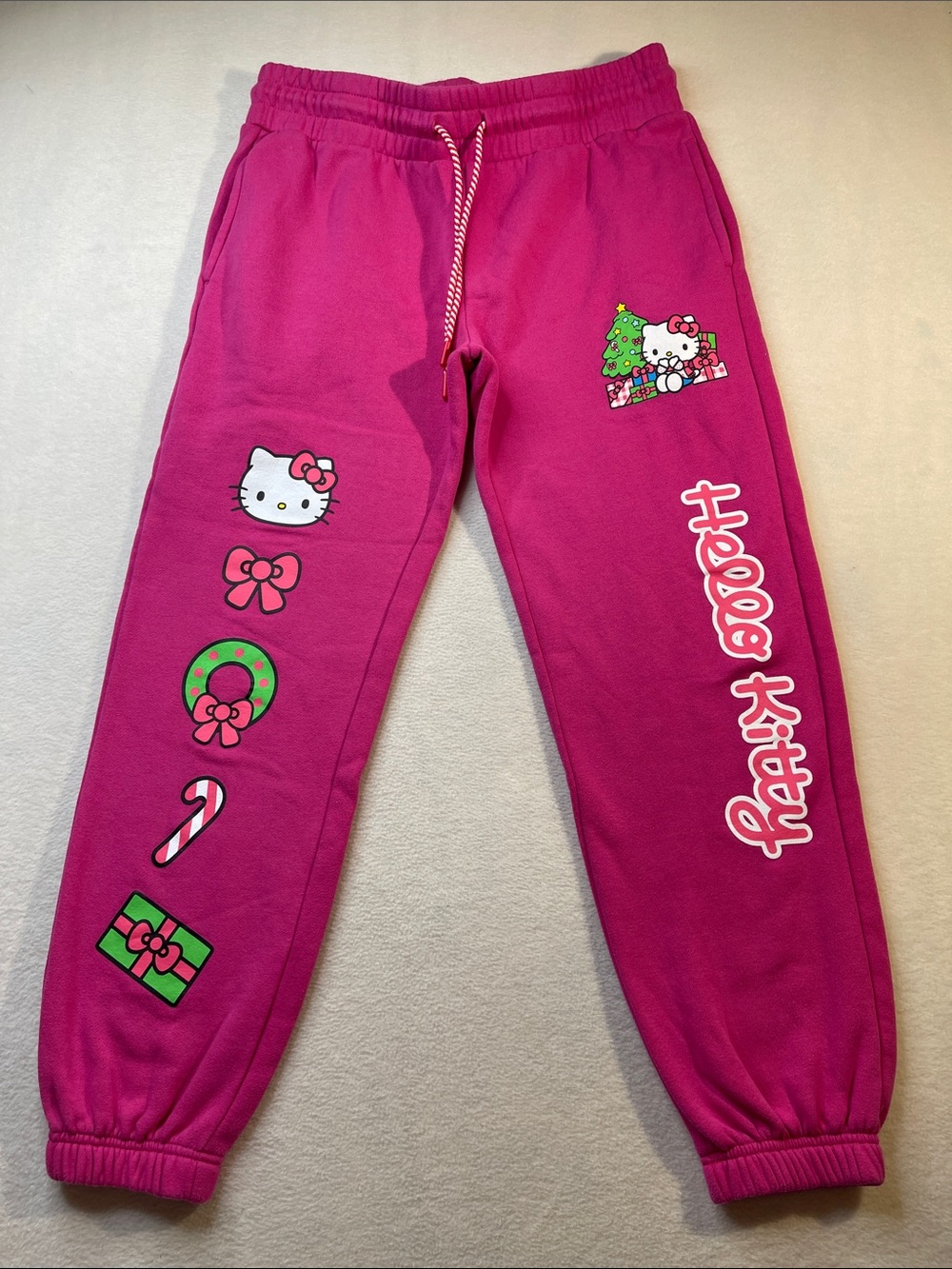 Hello Kitty Hot Pink Holiday Jogger Pants WOMENS SIZE M